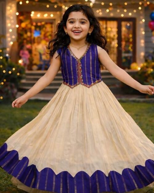 Blue Nehru-collar Jacket Top Kids Wear