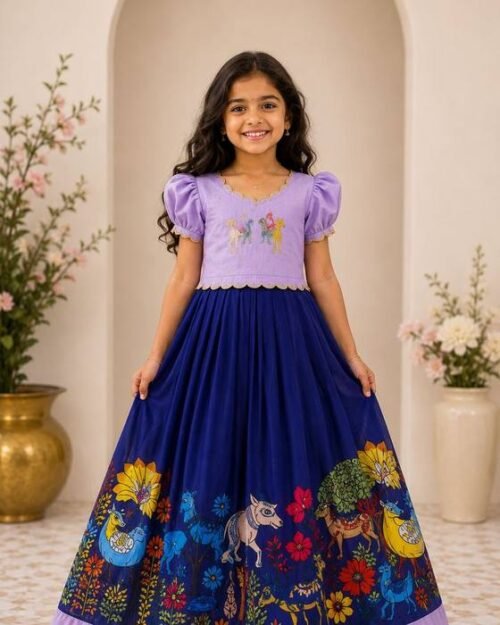Lavender Bird-printed Peplum Blouse Kids Wear