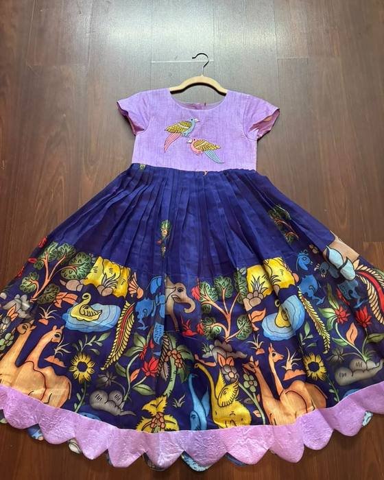 Lavender Bird-printed Peplum Blouse Kids Wear