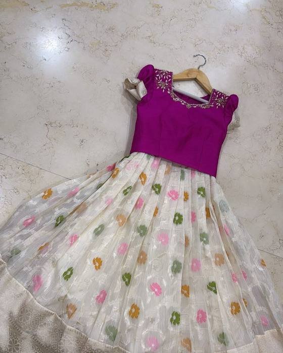 Magenta Embroidered Round-neck Blouse Kids Wear
