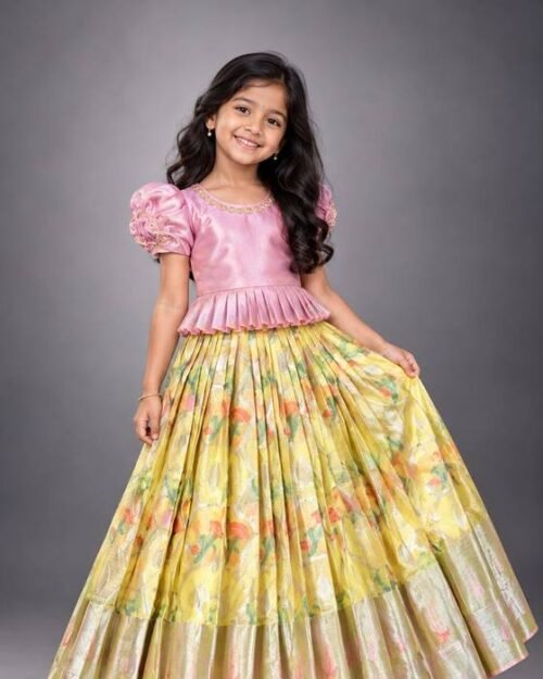 Pink Butterfly-embroidered Peplum Blouse Kids Wear