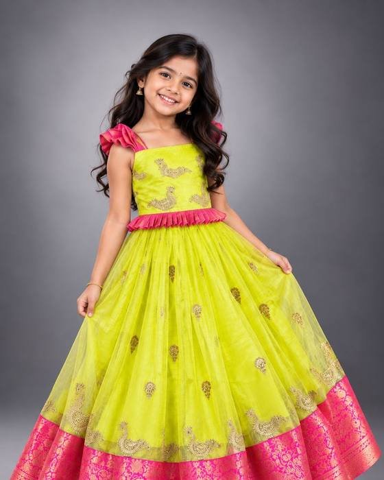 Golden Floral-embroidered Peplum Blouse Kids Wear