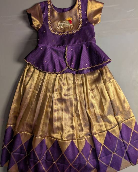 Purple Embroidered Peplum Blouse Kids Wear