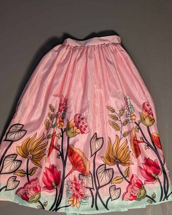 Pink Floral Cold-shoulder Wrap Top Kids Wear