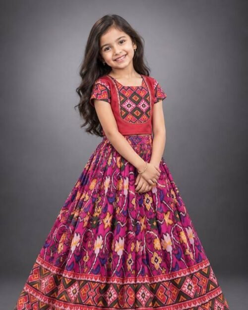 Red Tribal-print Peplum Blouse Kids Wear