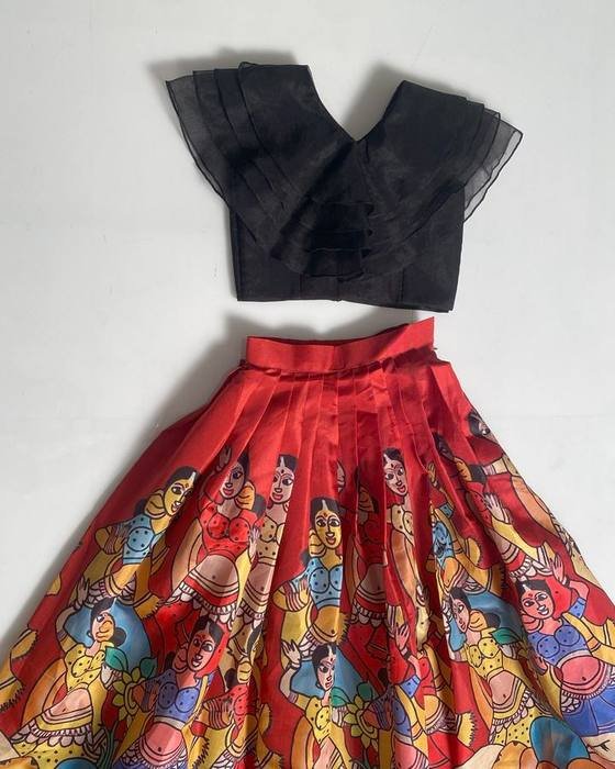Black Net Crop Top Kids Wear