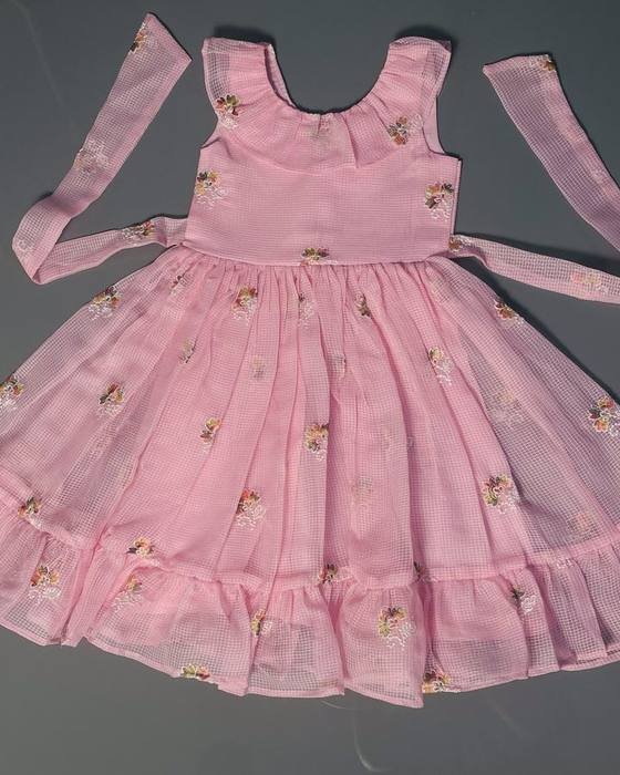 Pink Scalloped Peter Pan Collar Sleeveless Frock