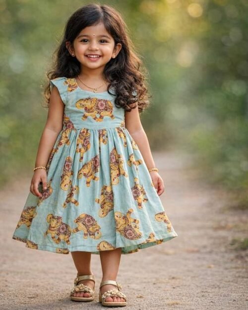 Sky Blue Cap-sleeve Frock