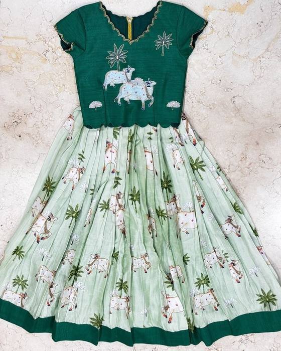 Bottle Green Pichwai Frock