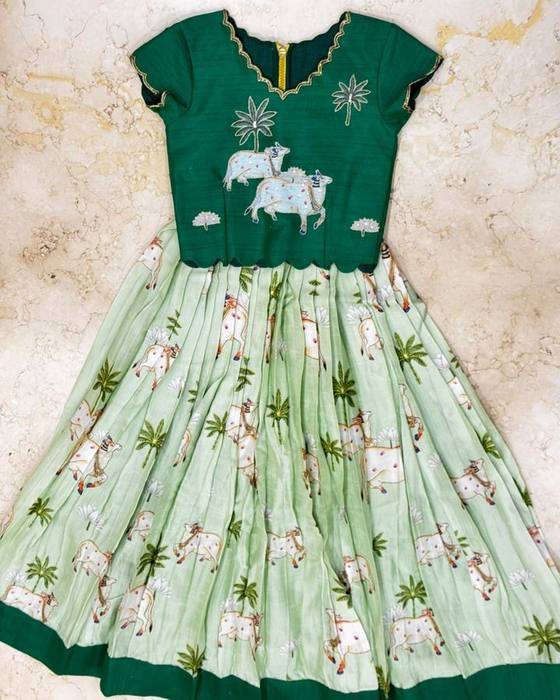 Bottle Green Pichwai Frock