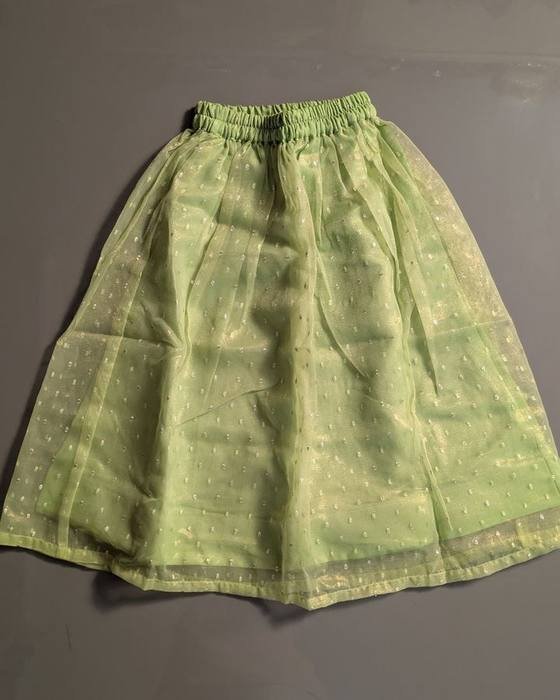 Sage Green Sleeveless Peplum Blouse With Brooch Kids Wear