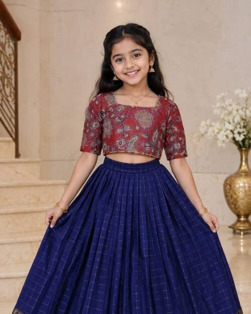 Maroon Richly Embroidered Cropped Blouse Kids Wear