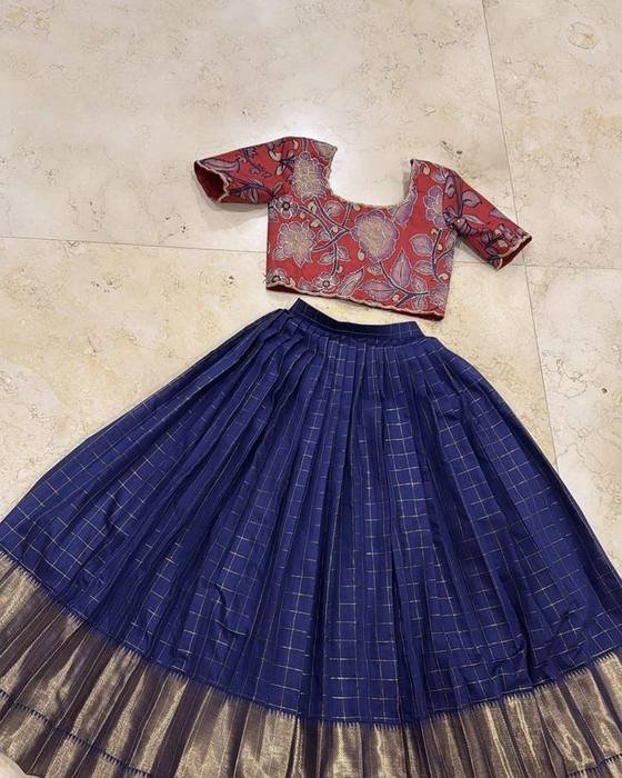 Maroon Richly Embroidered Cropped Blouse Kids Wear