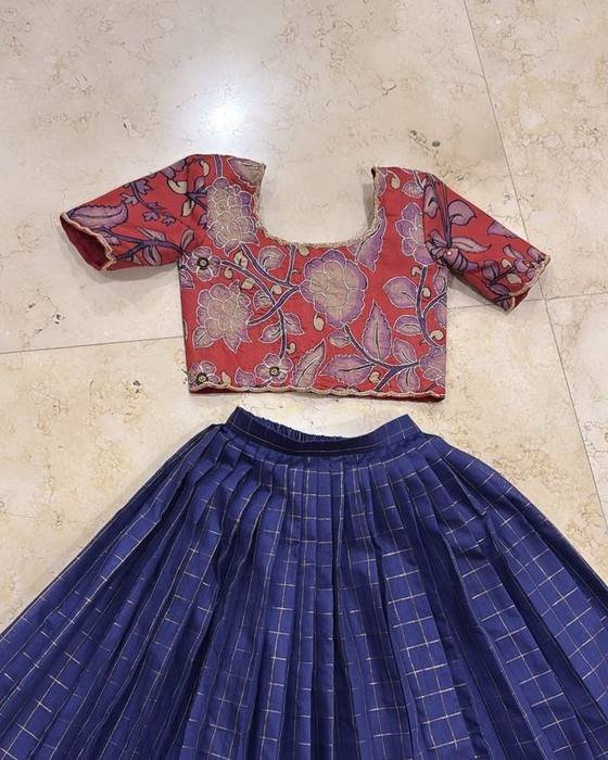 Maroon Richly Embroidered Cropped Blouse Kids Wear