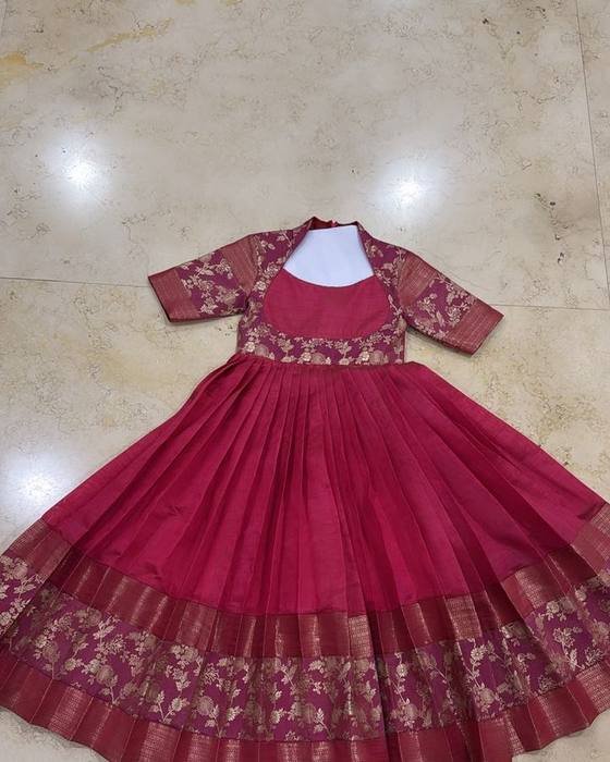 Maroon Embroidered Cap-sleeve Blouse Kids Wear