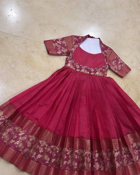 Maroon Embroidered Cap-sleeve Blouse Kids Wear