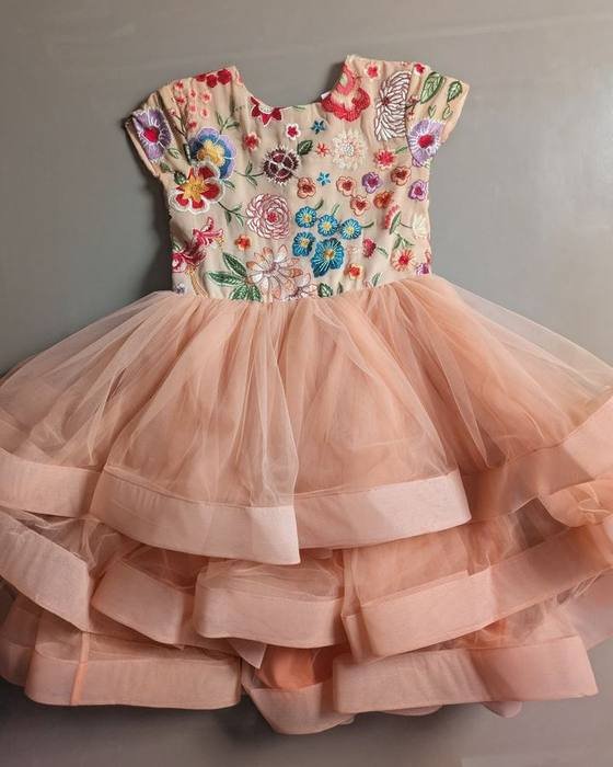 Ivory Hand-painted Floral Corset Bodice Kids Wear