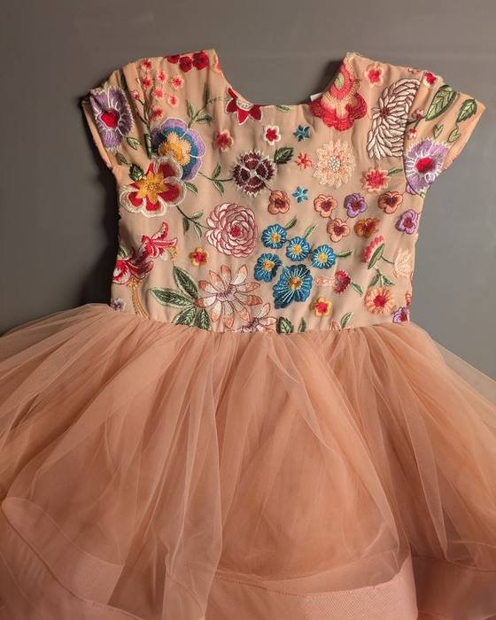 Ivory Hand-painted Floral Corset Bodice Kids Wear
