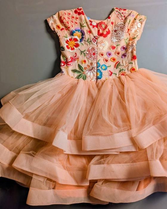 Ivory Hand-painted Floral Corset Bodice Kids Wear