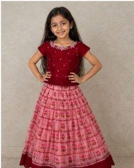 Maroon Richly Beaded Blouse Kids Wear