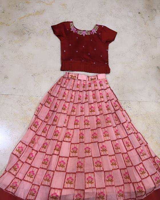 Maroon Richly Beaded Blouse Kids Wear