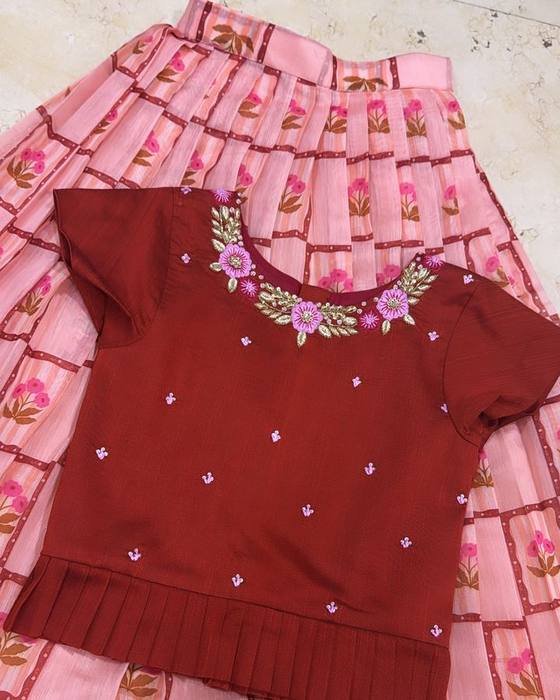 Maroon Richly Beaded Blouse Kids Wear