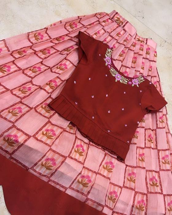 Maroon Richly Beaded Blouse Kids Wear
