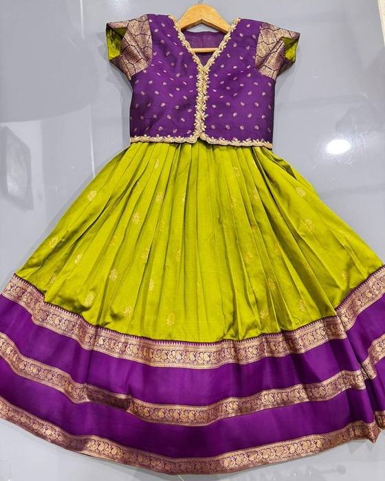 Purple Embroidered Yoke Kids Wear