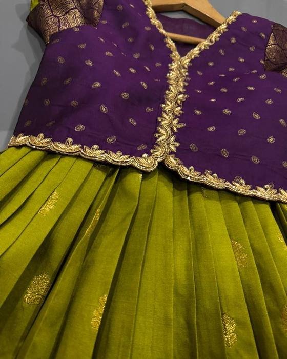 Purple Embroidered Yoke Kids Wear