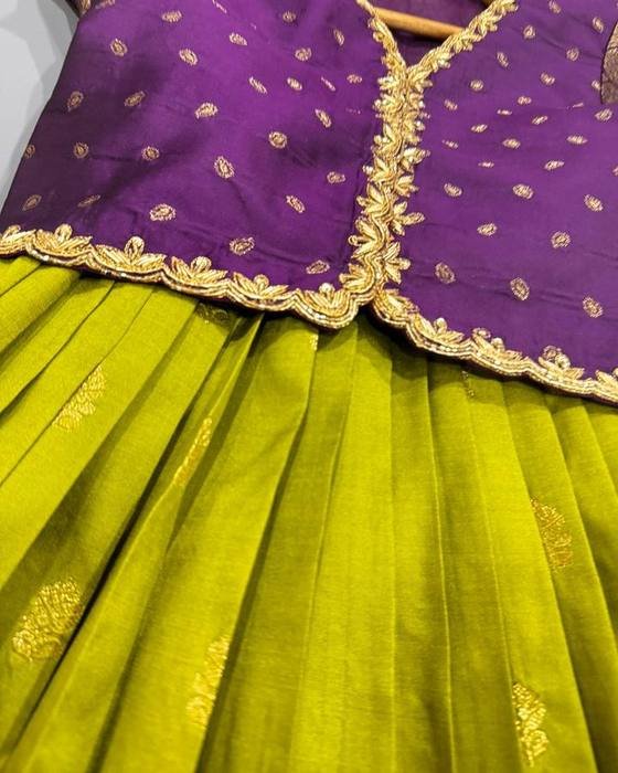 Purple Embroidered Yoke Kids Wear