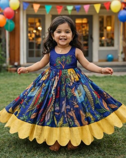 Blue-and-yellow Bodice Kids Wear