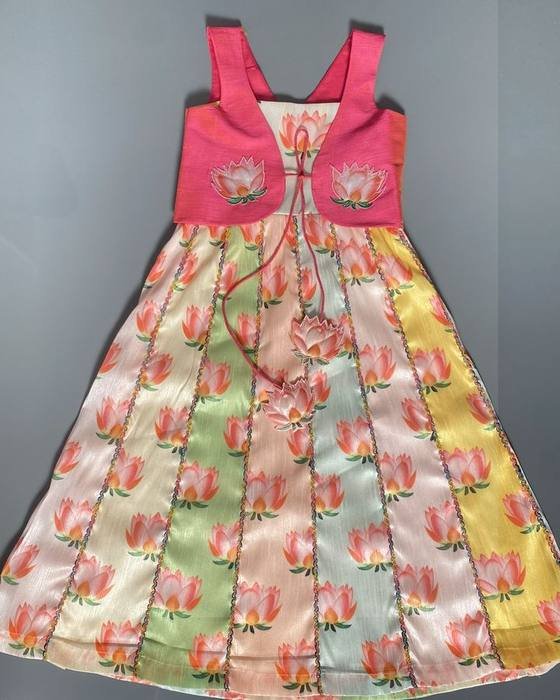 Coral Pink Peplum Blouse With Delicate Cutwork Detailing Kids Wear