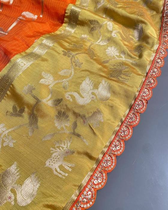Yellow Embroidered Peacock/floral Yoke Kids Wear