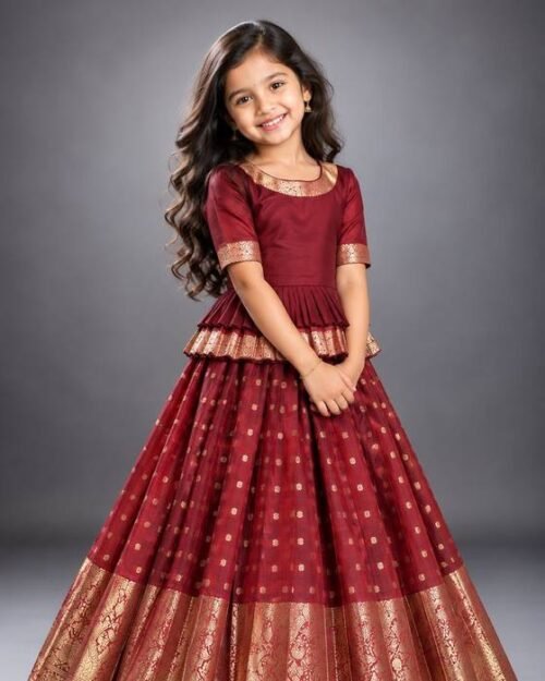 Maroon Peplum Blouse Kids Wear