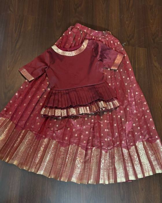 Maroon Peplum Blouse Kids Wear