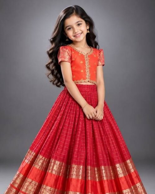 Elegant Coral-pink Pleated Skirt