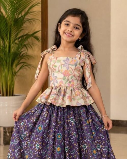 Floral-printed Cold-shoulder Halter Top Kids Wear