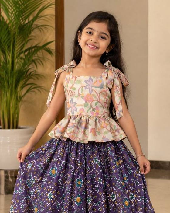 Floral-printed Cold-shoulder Halter Top Kids Wear