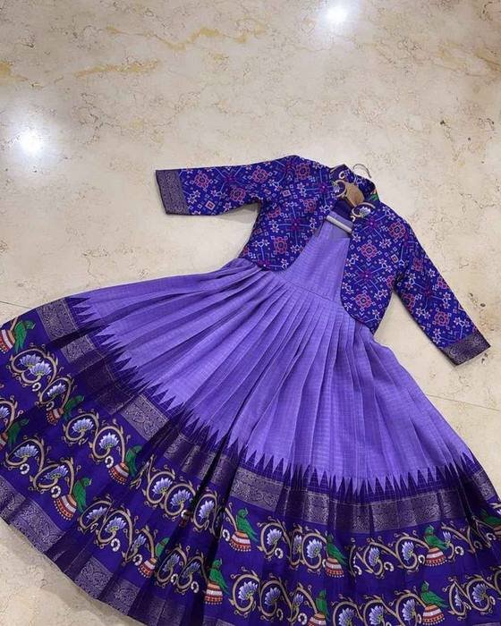 Royal Blue Full-sleeve Embroidered Blouse Kids Wear