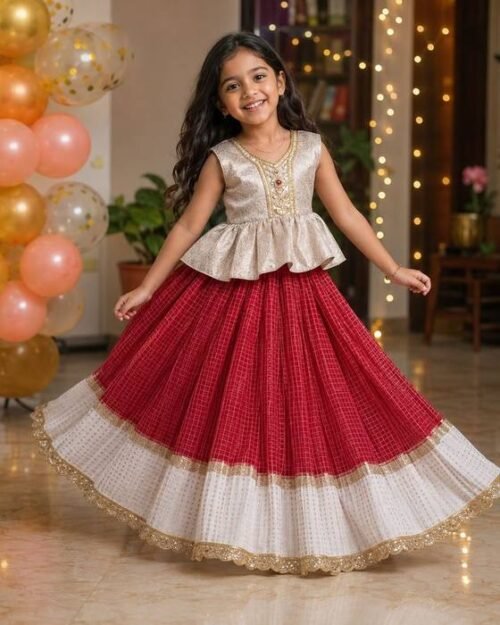 Sparkling Silver Sequined Halter Blouse Kids Wear