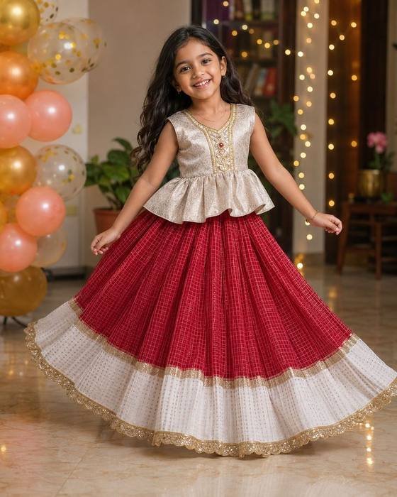 Sparkling Silver Sequined Halter Blouse Kids Wear