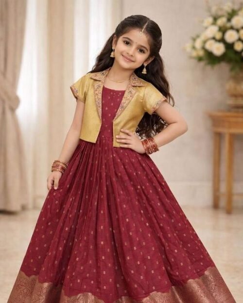 Golden Peplum Jacket Bodice Kids Wear
