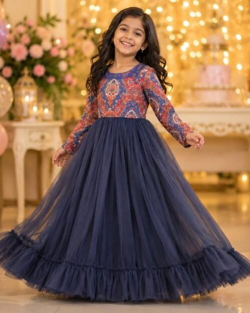 Vibrant Multicolour Medallion-print Full-sleeve Blouse Kids Wear