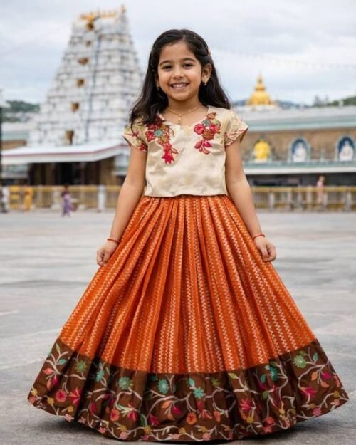 Grey Floral-embroidered Yoke Kids Wear
