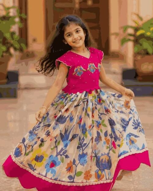 Richly Beaded Magenta Blouse Kids Wear