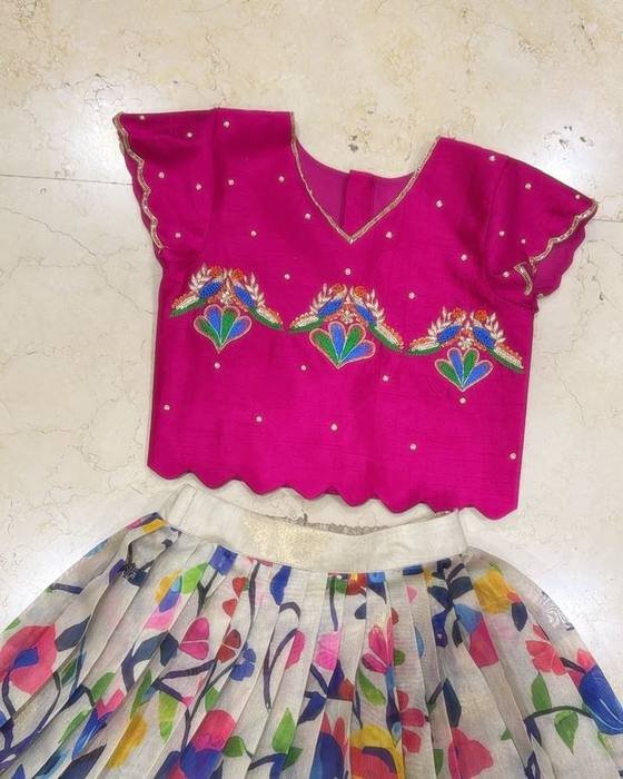 Richly Beaded Magenta Blouse Kids Wear