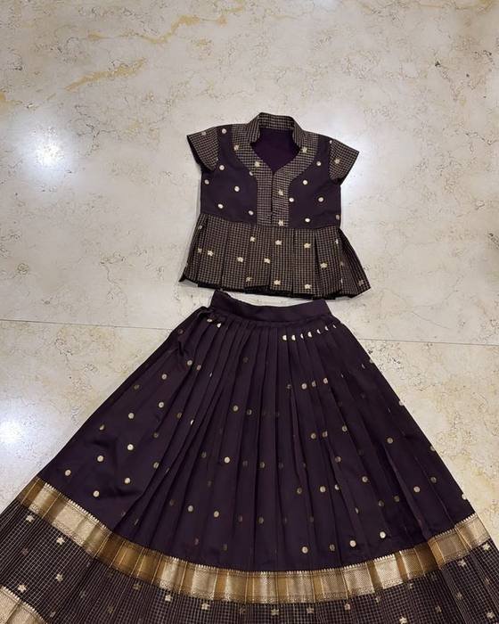 Black Embroidered Peplum Jacket Blouse Kids Wear