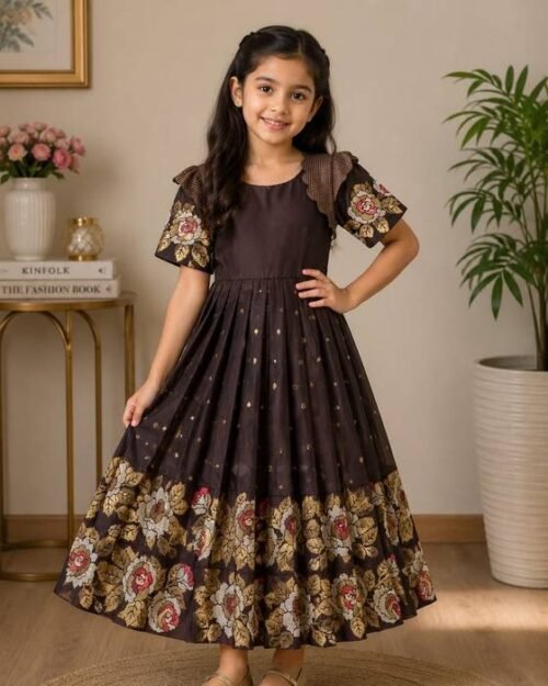 Elegant Deep-brown Embroidered Gown