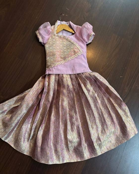 Lilac Colour-block Peplum Blouse Kids Wear